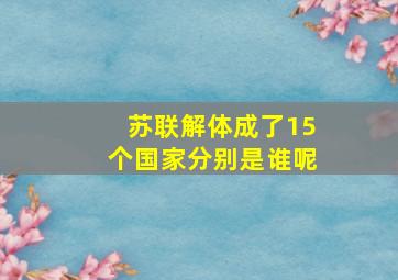 苏联解体成了15个国家分别是谁呢