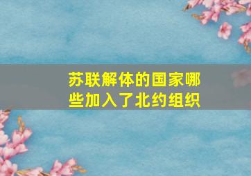 苏联解体的国家哪些加入了北约组织