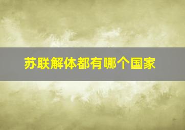 苏联解体都有哪个国家