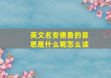 英文名安德鲁的意思是什么呢怎么读