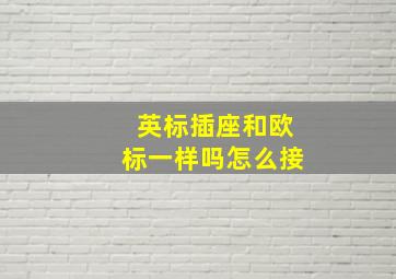 英标插座和欧标一样吗怎么接