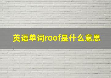 英语单词roof是什么意思