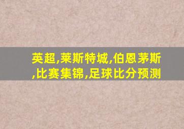 英超,莱斯特城,伯恩茅斯,比赛集锦,足球比分预测