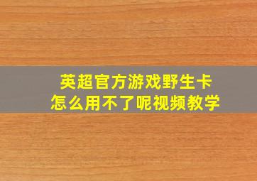 英超官方游戏野生卡怎么用不了呢视频教学