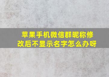 苹果手机微信群昵称修改后不显示名字怎么办呀