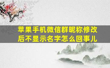 苹果手机微信群昵称修改后不显示名字怎么回事儿