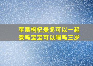 苹果枸杞麦冬可以一起煮吗宝宝可以喝吗三岁