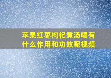 苹果红枣枸杞煮汤喝有什么作用和功效呢视频