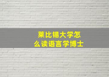 莱比锡大学怎么读语言学博士