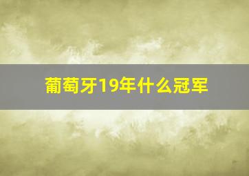 葡萄牙19年什么冠军