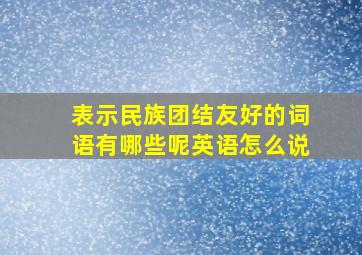 表示民族团结友好的词语有哪些呢英语怎么说