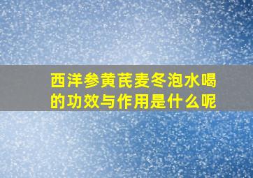 西洋参黄芪麦冬泡水喝的功效与作用是什么呢