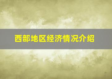 西部地区经济情况介绍