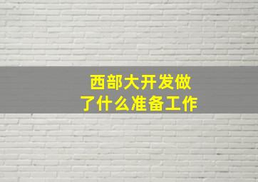 西部大开发做了什么准备工作