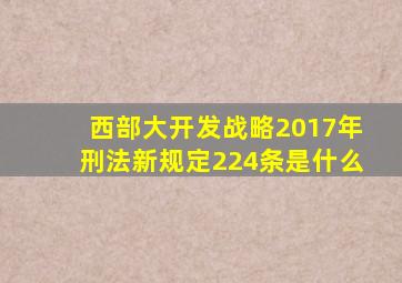 西部大开发战略2017年刑法新规定224条是什么