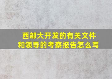 西部大开发的有关文件和领导的考察报告怎么写