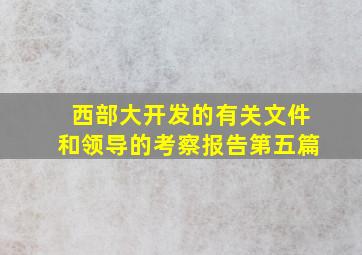 西部大开发的有关文件和领导的考察报告第五篇