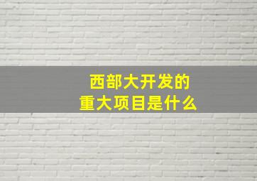 西部大开发的重大项目是什么