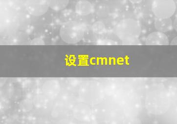 设置cmnet