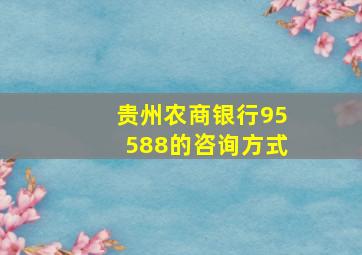 贵州农商银行95588的咨询方式