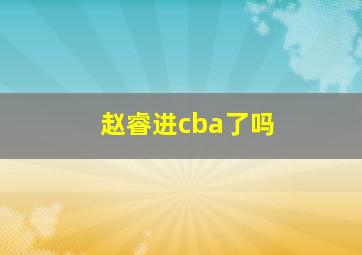 赵睿进cba了吗