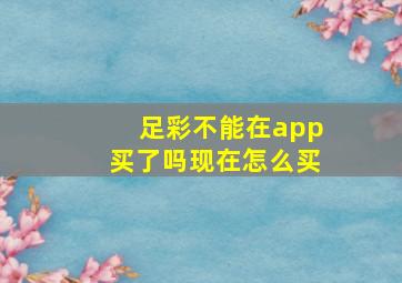 足彩不能在app买了吗现在怎么买