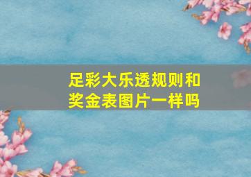 足彩大乐透规则和奖金表图片一样吗