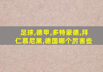 足球,德甲,多特蒙德,拜仁慕尼黑,德国哪个厉害些