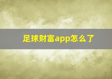 足球财富app怎么了