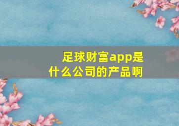 足球财富app是什么公司的产品啊