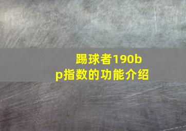 踢球者190bp指数的功能介绍