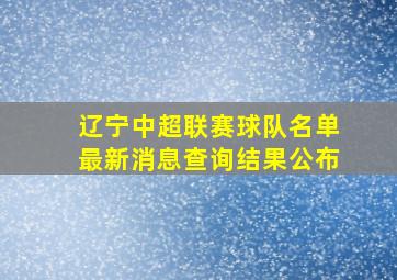 辽宁中超联赛球队名单最新消息查询结果公布