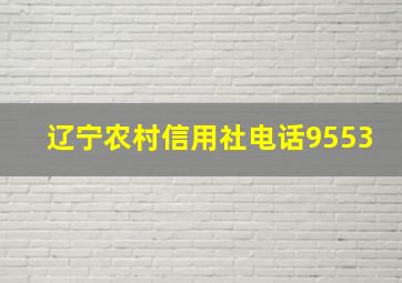 辽宁农村信用社电话9553