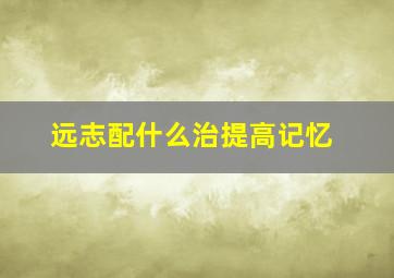 远志配什么治提高记忆