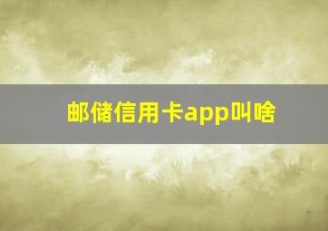 邮储信用卡app叫啥