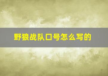 野狼战队口号怎么写的