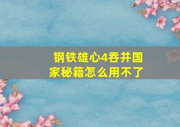 钢铁雄心4吞并国家秘籍怎么用不了