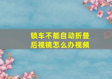 锁车不能自动折叠后视镜怎么办视频