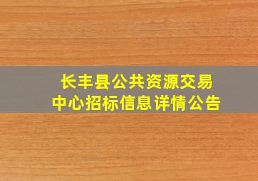 长丰县公共资源交易中心招标信息详情公告