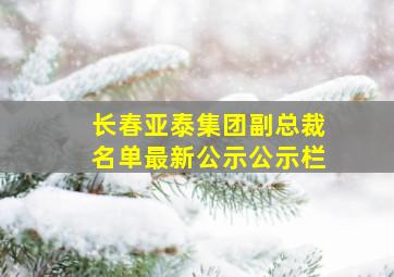 长春亚泰集团副总裁名单最新公示公示栏