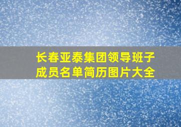 长春亚泰集团领导班子成员名单简历图片大全