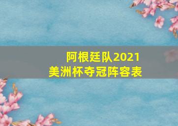 阿根廷队2021美洲杯夺冠阵容表