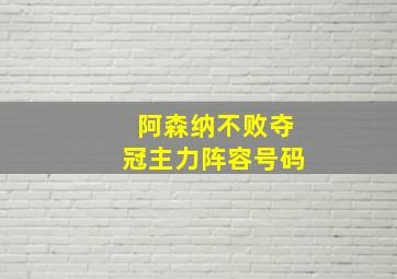 阿森纳不败夺冠主力阵容号码