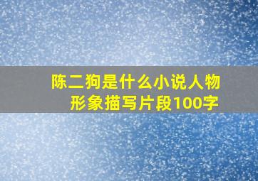 陈二狗是什么小说人物形象描写片段100字