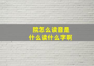 院怎么读音是什么读什么字啊