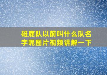 雄鹿队以前叫什么队名字呢图片视频讲解一下