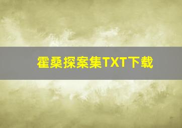 霍桑探案集TXT下载