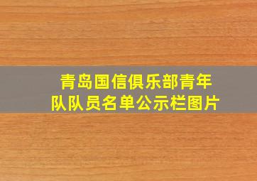 青岛国信俱乐部青年队队员名单公示栏图片