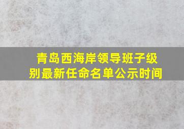 青岛西海岸领导班子级别最新任命名单公示时间