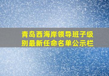 青岛西海岸领导班子级别最新任命名单公示栏